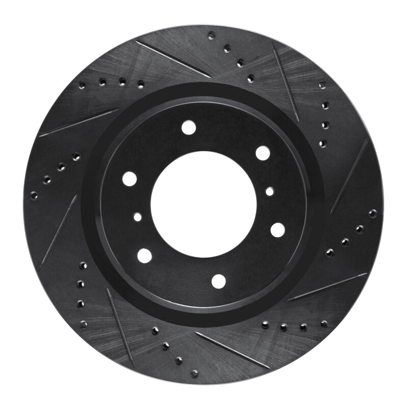 Mitsubishi Montero Brake Rotor (1) - Front Right - R1 Concepts - Drilled & Slotted - Black - `08-`17